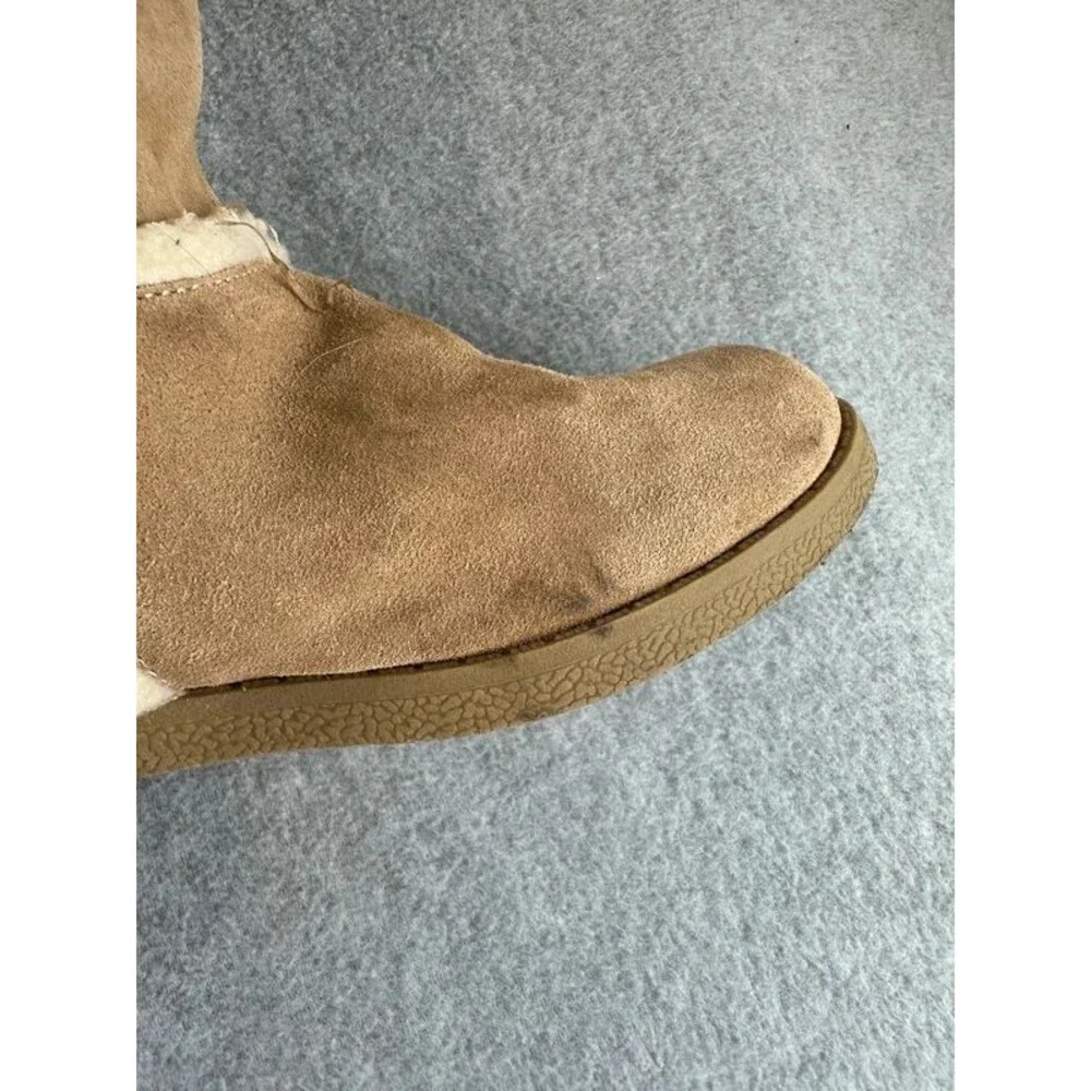 Vintage Y2K Genuine Suede Sherpa Lined Tan Tall Womens Boots Size US 7 Cabincore